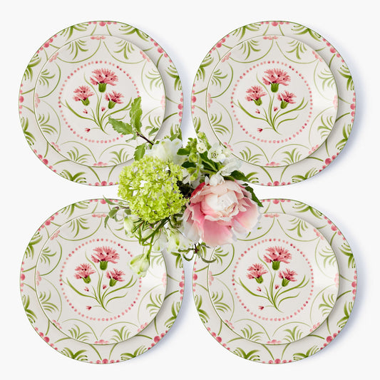 Pink & Green Santa Kristina Dinner & Starter Plates (Set of 8)