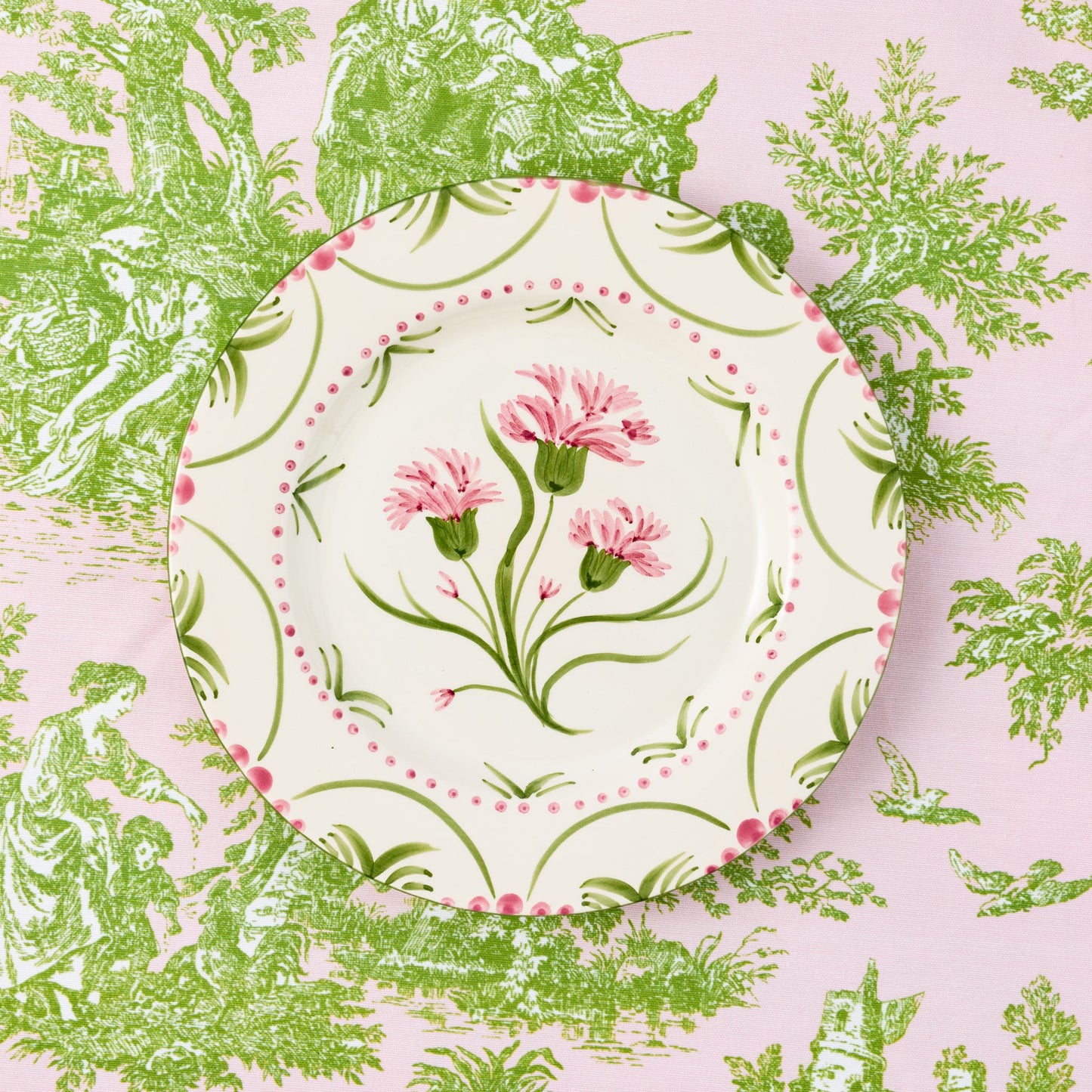 Pink & Green Santa Kristina Dinner Plates (Set of 4)