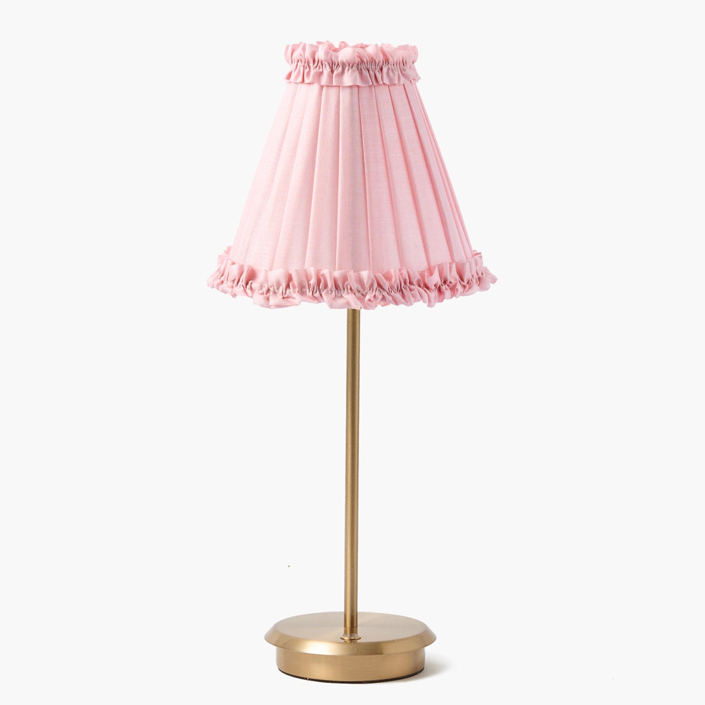 Tall Rechargeable Lamp with Pale Pink Frilled Silk Shade (18cm)