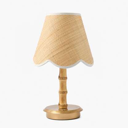 Bamboo Short Rechargeable Lamp with Grasscloth Shade (18cm)