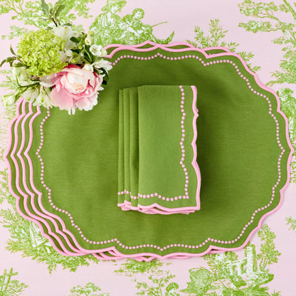 Green & Pink Gisele Placemats & Napkins (Set of 4)