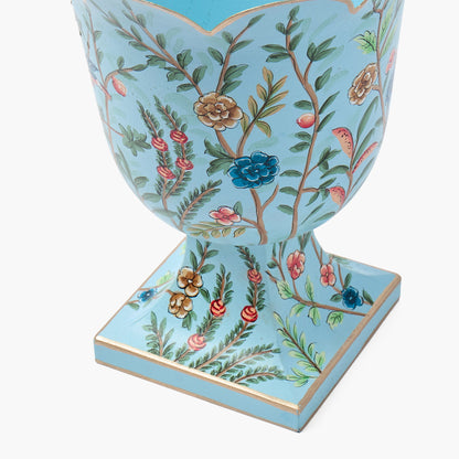 Small Blue Chinoiserie Tole Urn Vase