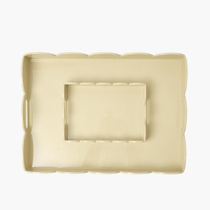 Putty Lacquer Scalloped Tray