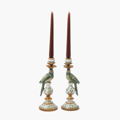 Olive Small Parrot Candle Holders (Pair)
