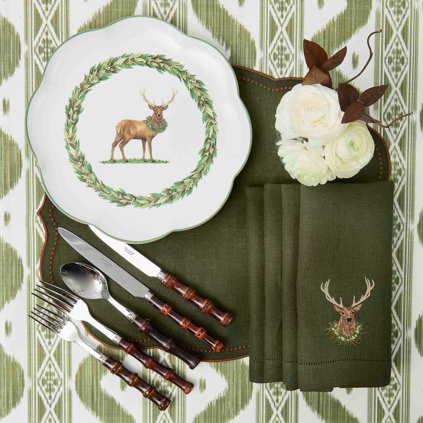 Olive Ikat Tablecloth