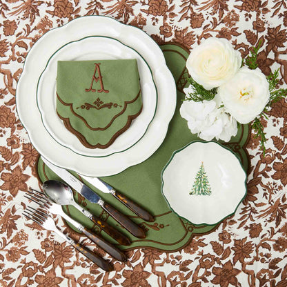 Green & Chocolate Doris Placemats & Napkins (Set of 4)