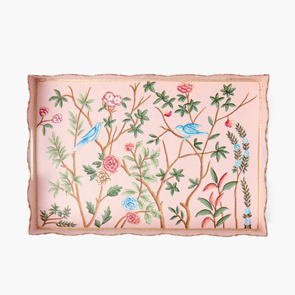 Small Pink Chinoiserie Tole Tray