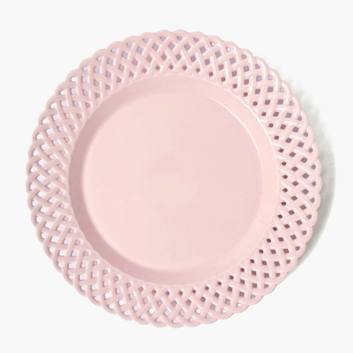 Pink Basketweave Dinner & Starter Plates (Set of 8)