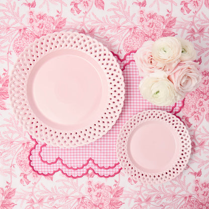 Pink Basketweave Dinner & Starter Plates (Set of 8)