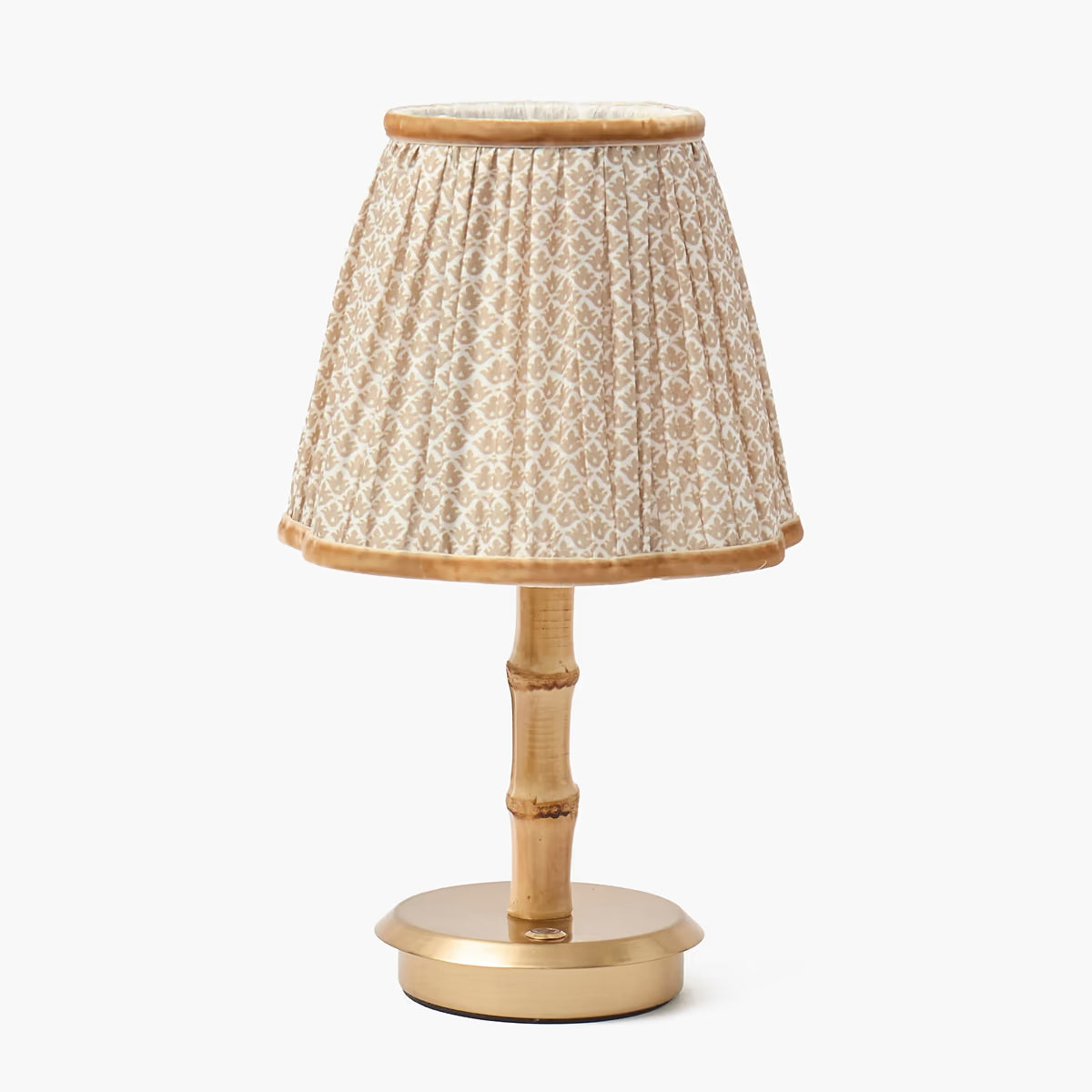 Bamboo Short Rechargeable Lamp with Putty Lotus Shade (18cm)