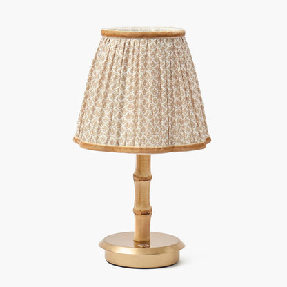 Bamboo Short Rechargeable Lamp with Putty Lotus Shade (18cm)