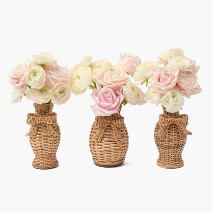 Rattan Bow Vases (Set of 3)